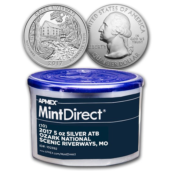 2017 5 oz Silver ATB Ozark Riverways (10-Coin MintDirect® Tube) 2017 5 oz Silver ATB Ozark Riverways (10-Coin MintDirect® Tube)